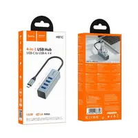 Переходник HOCO 4-in-1 converter (Type-C to USB3.0*4) HB1C |0.2m, 5Gbps|