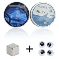 Пластилин магнитный Magnetic Putty в металлическом боксе + 4 глаза Синий
