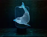 3D ночник "Дельфин" (УВЕЛИЧЕННОЕ ИЗОБРАЖЕНИЕ)+ пульт ДУ + сетевой адаптер + батарейки (3ААА)  3DTOYSLAMP