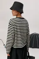 Легкий в'язаний лонгслів у смужку - чорний колір, ONE SIZE