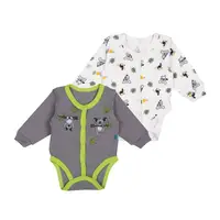 Детский комплект-боди для малышки GABBI BD-24-15 (комплект 2шт.) Серый/Молочный  р.62 (14192)