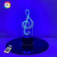 3D ночник "Скрипичный ключ" (УВЕЛИЧЕННОЕ ИЗОБРАЖЕНИЕ) +пульт ДУ +сетевой адаптер +батарейки (3ААА)  3DTOYSLAMP
