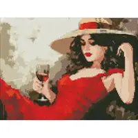 Алмазная мозаика "Девушка в шляпе" 30х40 см
