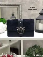 Синий - натуральный замш - каркасный стильный клатч с птицами на магнитах (0298-1)