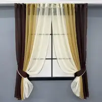 Кухонні штори (400х170см.) на карниз 1,5-2м. Колір венге з бурштиновим і молочним. Код 054к 50-052