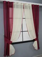 Кухонные шторы (265х170см.), на карниз 1-1,5м. Цвет бордовый с бежевым. Код 017к