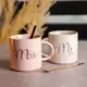 Набор парных фарфоровых чашек Mr&Mis 2 (шт) по 400 (мл) чашки на подарок с ложкой FM-28