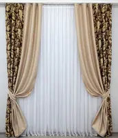 Комбіновані (2шт. 1,5х2,7м.) штори з тканини блекаут-софт. Колір коричневий з бежевим. Код 014дк (143-101(А))10-114