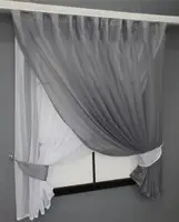 Кухонний комплект (280х170см.), шторки з підв'язками. "Дует". Колір графітовий з білим. Код  076к.