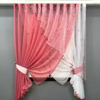 Кухонный комплект (315х170см.), шторки с подвязками "Дуэт". Цвет коралловый с белым. Код 063к 52-0346