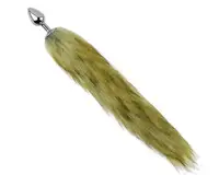 Анальная пробка с хвостом EGZO - Fox Tail Silver Plug Brown, size S