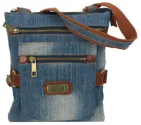 Молодіжна сумка джинсова на плече Fashion jeans bag блакитна