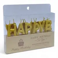 Свечи для торта буквы "Happy Birthday" (золото)
