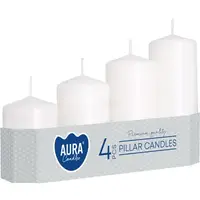 Набір свічок 4 шт. циліндр Bispol AURA Candles Білі (sw50/4-090)
