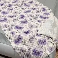 Покрывало вафельное евро L&M Home Textiles 20585 200х230 см белое с фиолетовым
