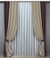 Штори (2шт.1,3х2,7м.) з тканини блекаут. Колір марсала з бежевим. Код 014дк (828-1240ш) 11-0234