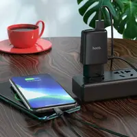 Зарядний пристрій HOCO C82A Real power два USB-порти Lightning з вбудованим кабелем Чорний