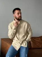 Рубашка мужская из льна 31336 3XL бежевая