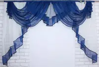 Ламбрекен на карниз 2м. №107 Цвет синий с белым