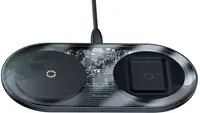 Бездротовий зарядний пристрій Baseus Simple 2in1, Clear Black (WXJK-A01)