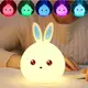Силиконовый Ночной светильник Зайчик детский LED лампа 7 цветов с аккумулятором