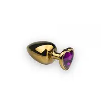 Золотая анальная пробка с кристаллом Gold Heart Amethyst, M