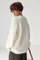 Теплий в'язаний свитер oversize - молочний колір, ONE SIZE
