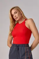 Майка трикотажная в рубчик - красный цвет, XL