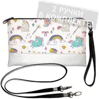 Клатч через плечо Единороги и радуга 25x15 см (KL_GL_CLF008_WH)