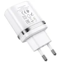 Зарядний пристрій 220 В 2 USB з кабелем 2.4 A USB — Micro USB Hoco N1 Speedy Білий