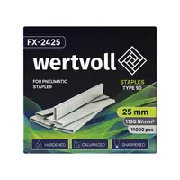 Скоби загартовані для пневмотеплера WERTVOLL, тип 90 25 мм/5.8х1.25 мм, 11000 шт. Gray (FX-2425)