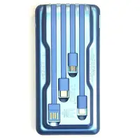 Внешний аккумулятор с солнечной панелью Power bank UKC 8285 10000 Mah зарядка кабель 4в1 Синий
