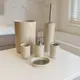 Набор аксессуаров для ванной и душевой комнаты Bathlux 6 штук урна,ёршик дозатор,стаканы,мыльница, бежевый