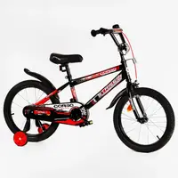 Детский велосипед 18" CORSO "Striker" с багажником и доп колесами. Black and red (115255)