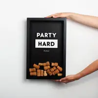 Копилка для винных пробок "Party hard", Черный, английский