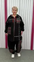 Повсякденний костюм (кофта+штани) "Клітка" з капюшоном великого розміру 66-68 70-72 74-76
