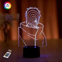 3D ночник "Обито Учиха 2" (УВЕЛИЧЕННОЕ ИЗОБРАЖЕНИЕ)+ пульт ДУ + сетевой адаптер + батарейки (3ААА)  3DTOYSLAMP