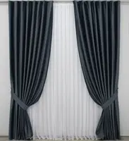 Шторна тканина оксамит (бархат). Висота тканини 2,8м. Колір графітовий. Код 1215ш