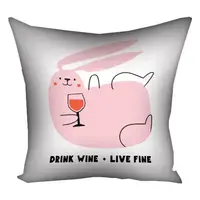 Подушка c принтом габардиновая Drink wine. Live fine 50x50 (5P_23NY045)