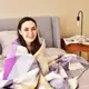 Плед покрывало хлопковое Kassandra TM IDEIA 200x220 см лиловое/беж
