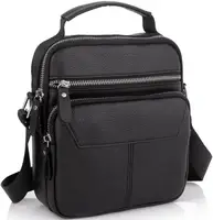 Сумка мужская кожаная Tiding Bag через плечо черная