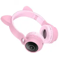 Навушники Hoco W27 Cat Ear Bluetooth з котячими вушками та LED-підсвіткою Рожевий