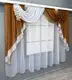 Кухонный (200х170см.) ламбрекен с тюлью. Цвет коричневый с белым. Код 093к 52-1175