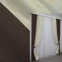Комбинированные (2шт. 1,5х2,7м.) шторы из ткани лен. Цвет венге с бежевым. Код 014дк (291-979ш) 10-970