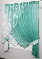 Кухонний комплект (300х170см.), шторки з підв'язками. Колір бірюзовий з білим. Код 063к 52-0737