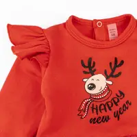 Боди платье для девочки с начесом и новогодним принтом New Year