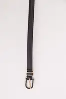 Жіночий тонкий ремінь, зі шкірзаму, чорного кольору, 196RL1010W19