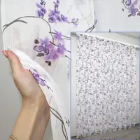 Готова тюль (2х2,7м.), батист "Flora". Колір білий з фіолетово-чорним принтом. Код 1324т 40-144