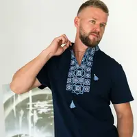 Футболка-вишиванка чоловіча Moderika Оберіг синя з блакитним M