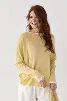 Віскозний лонгслів із контрастним кантом - лимонний цвет, ONE SIZE